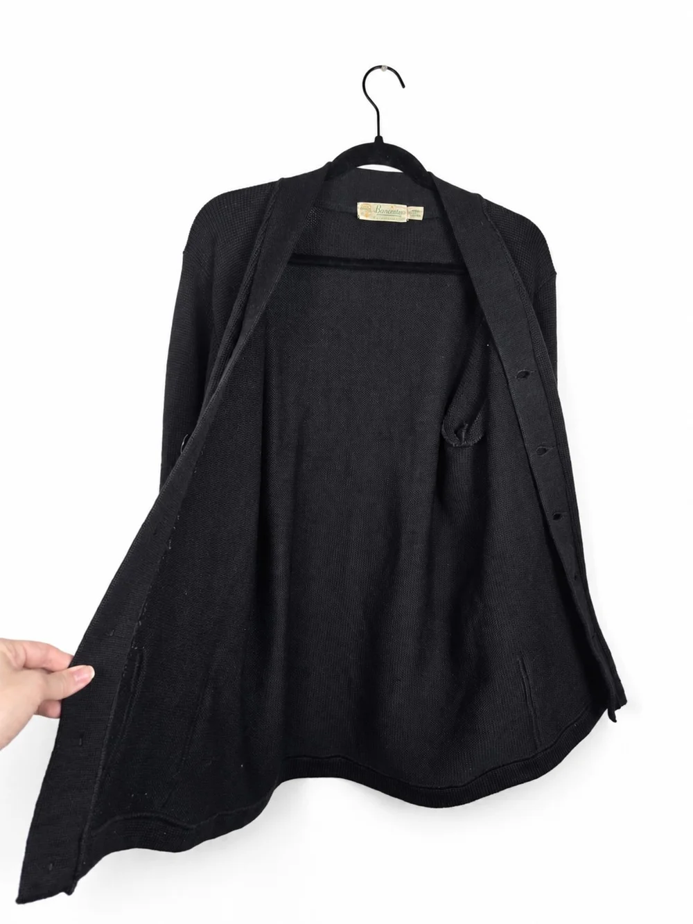 Vintage 1960s Burean Holloway Wool Varsity Cardigan Mens 42 Black Ivy Preppy